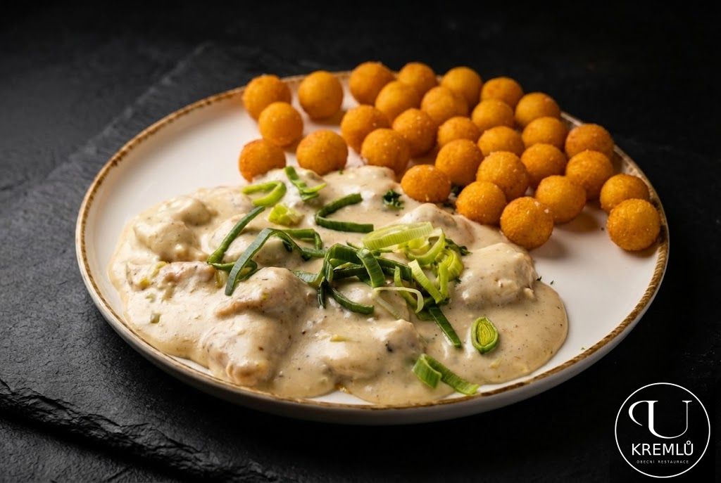 150g Kuřecí nudličky s pórkem a nivou, krokety